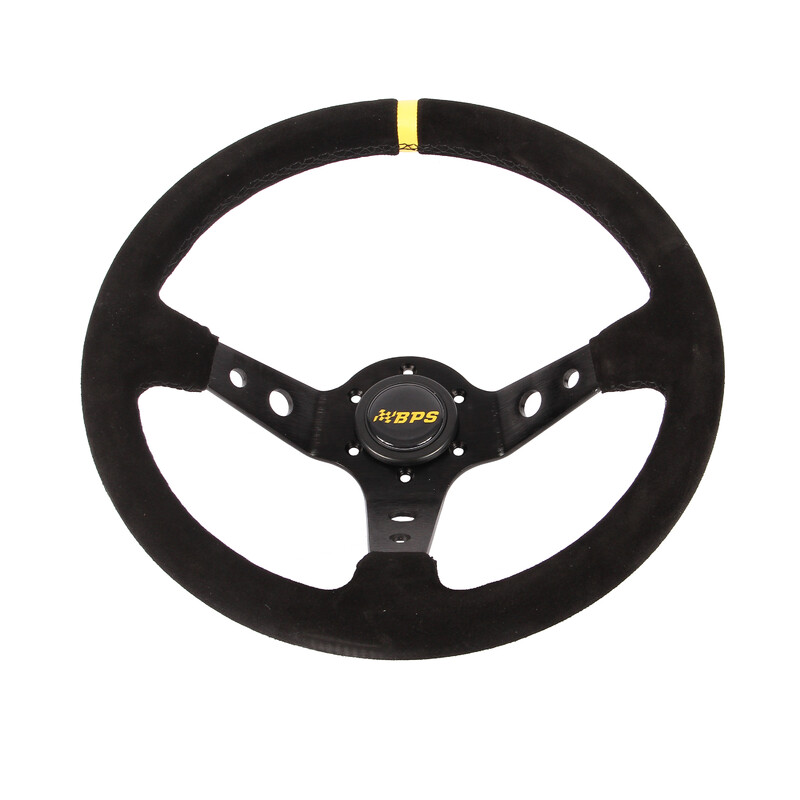 Volant BPS Tulipé 90 mm, Cuir Noir Retourné